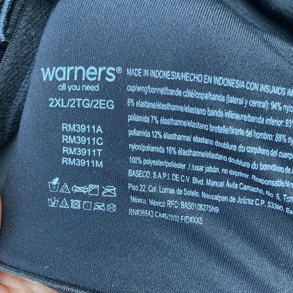 Warners black lightly padded sports bra 2XL - Picture 6 of 6